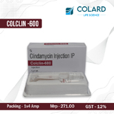 Hot pharma pcd products of Colard Life Himachal -	COLCLIN - 600 Injection.jpg	